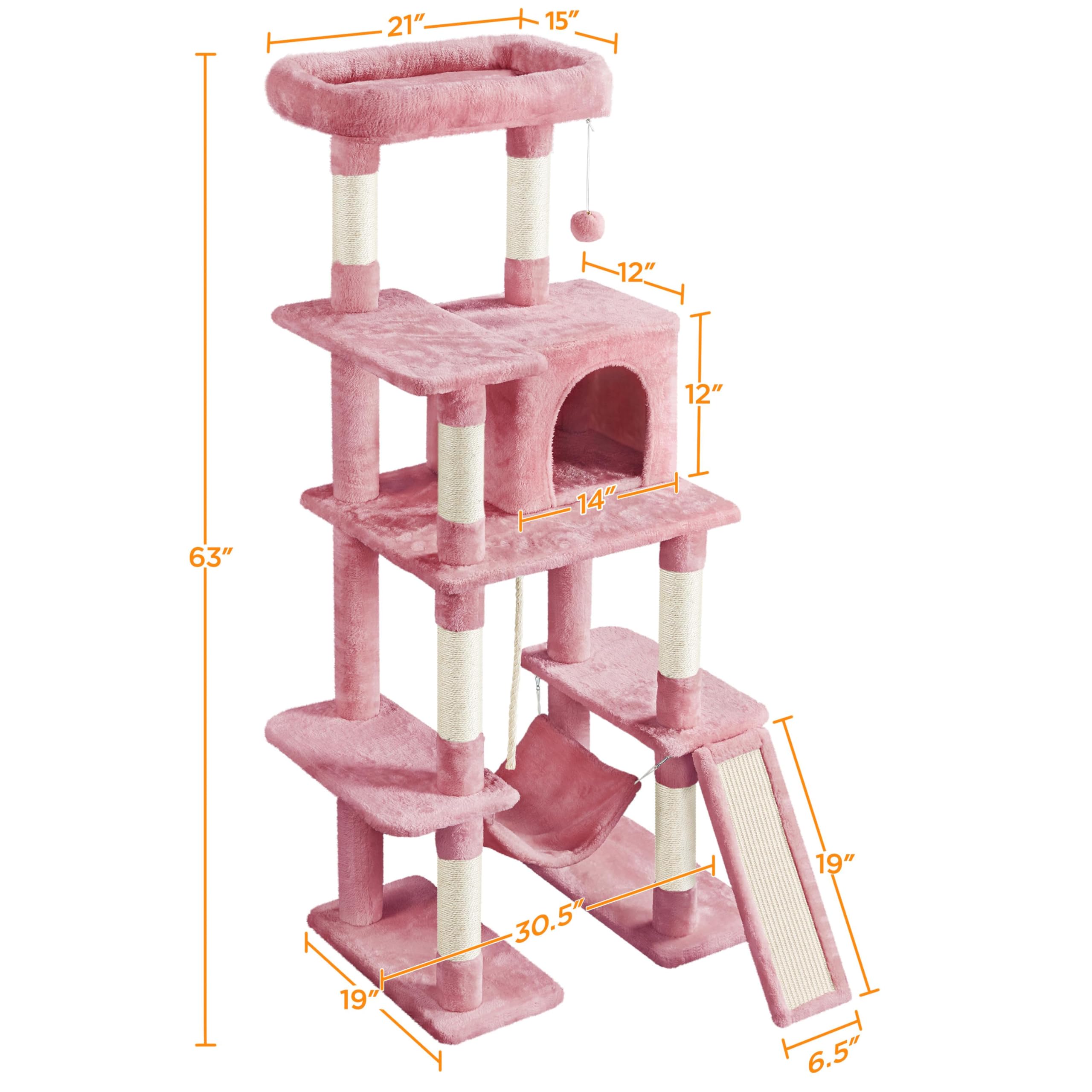 Yaheetech Cat Tree Cat Tower, 63In Multi-Level Cat Tree For Indoor Cats, Tall Cat Tree W/Sisal-Covered Scratching Posts & Condo,